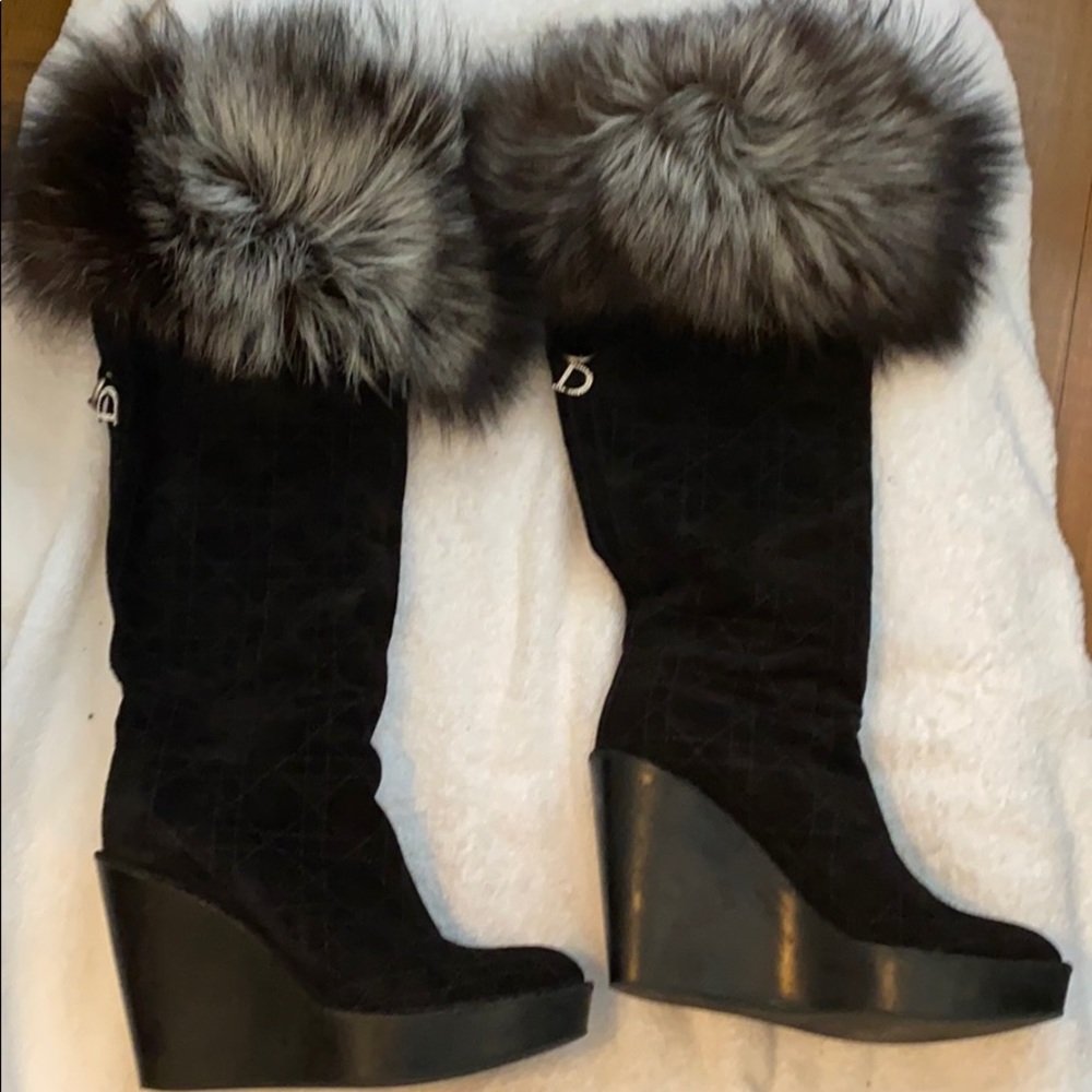 Christian Dior Tall real mink top suede boots